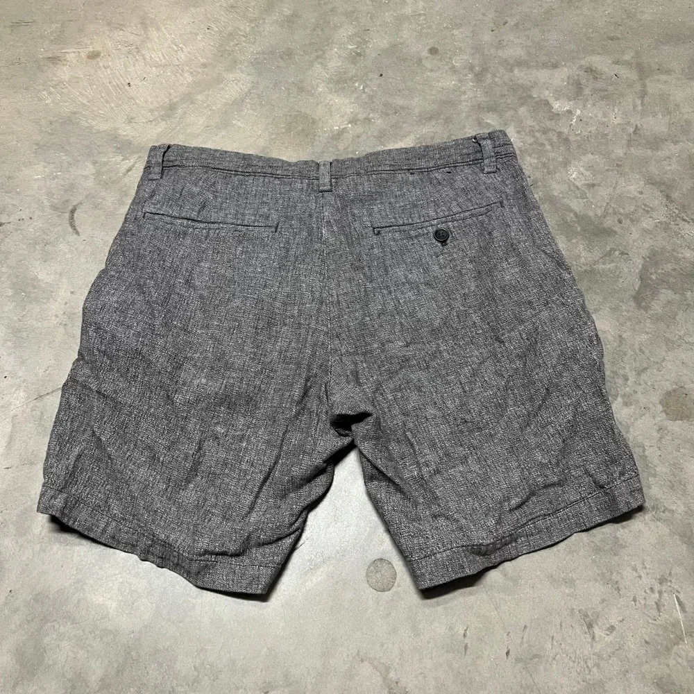 Banana Republic Aiden Shorts Mens 32 Grey Linen Cotton Blend Slim Fit 261430-00